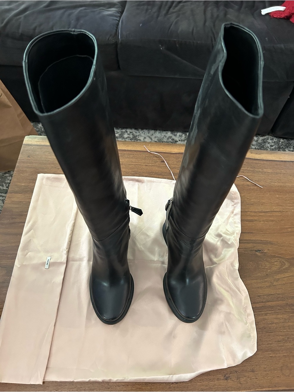 Prada Black Over-the-Knee Leather Boots